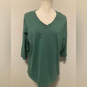 Avenue V-Neck Women's Top in Forest Green
